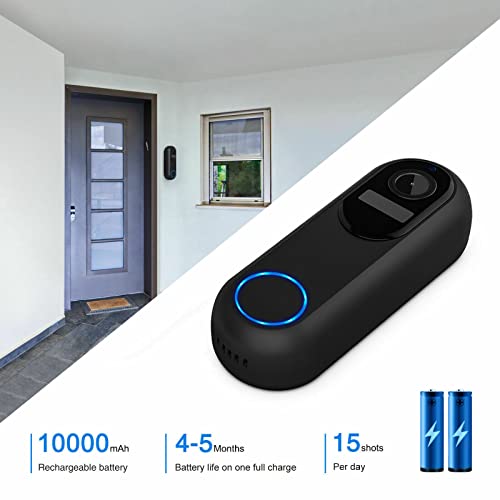 2.4G/5G Wireless Remote Video Doorbell With 1080P Camera, Security Visual Doorbell, Pir Motion Detection, Two-Way Audio, 10000Mah Rechargeable Battery, Supports Up To 128Gb Sd-Card #TOP4
