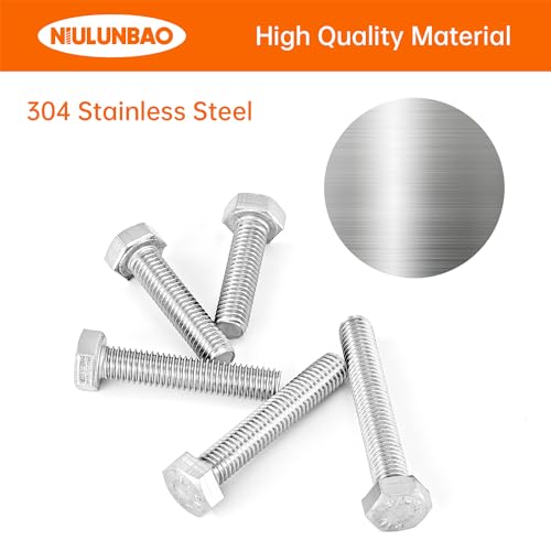 Image of M8 x 30mm 35mm 40mm 45mm 50mm Heavy Duty Hexagon Bolts Hex Head Screws, 304 Stainless Steel, Machine Fully Thread, Metric, Bright Finish, Assortment Kit 25PCS