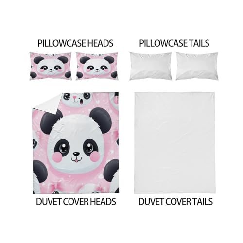 Housse de couette panda 3D en tissu microfibre respirant avec zip - 4