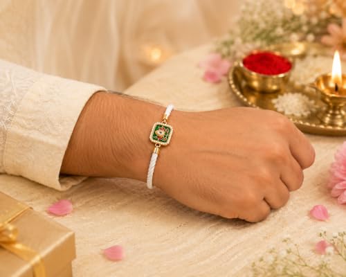Image of M.F.H Premium Designer Rakhi for Brother | Adjustable Handmade Raki Bracelet |Traditional Raksha Bandhan Gift for Brother | Comfortable & Skin-Friendly RaKi