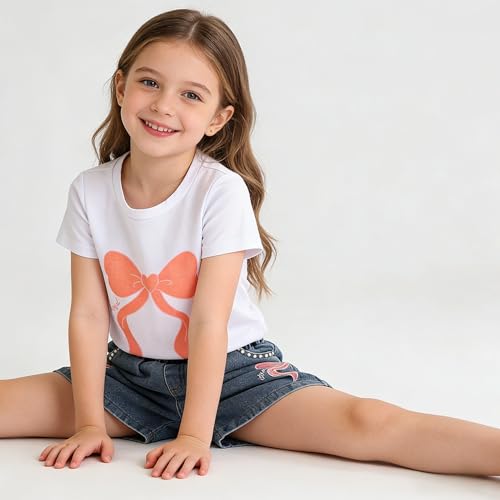 Image of Ayzozuy Kid Girl Clothes Shorts Set 2 Piece Outfits Summer Casual Short Sleeve Top and Shorts Set for Girls 4-7