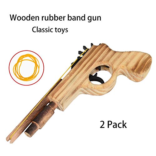 2 Pcs Wooden Rubber Band Gun Kids Outdoor Toy With 100 Rubber Bands 9 Inches Length #TOP6
