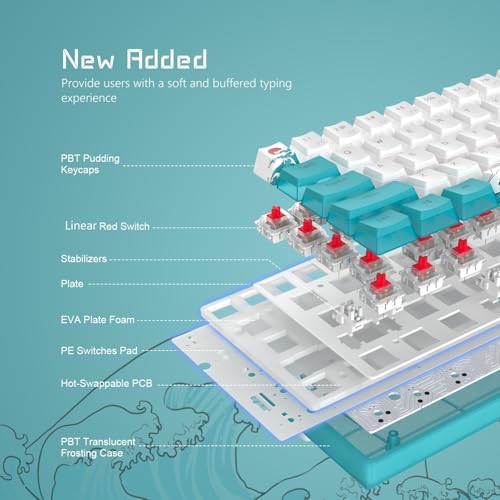 Womier 60% Percent Keyboard, WK61 Mechanical RGB Wired Gaming Keyboard, Hot-Swappable Keyboard Blue Sea Theme with PBT Keycaps for Windows PC Gamers - Red Switch - Image 4