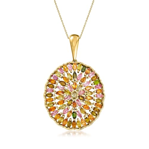 Ross-Simons 8.75 ct. t.w. Multicolored Tourmaline Pendant Necklace in 18kt Gold Over Sterling