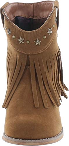 I Yokids Cece-65K Girl's Modern Studded Fringe Cowboy Chunky Ankle Bootie,Rust,4 - Thumbnail 7