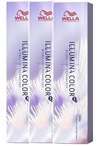 Wella Illumina Color 10/81 rubio claro perlado ceniza en pack de 3 tubos de 60 ml