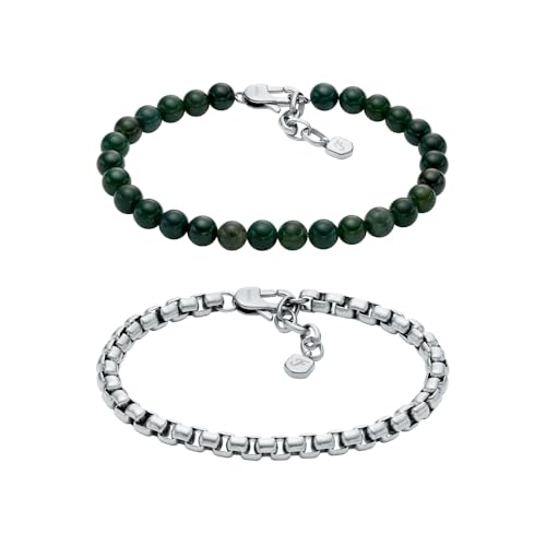 Fossil JF04940SET - Bracciale da uomo in acciaio inox, colore: Argento