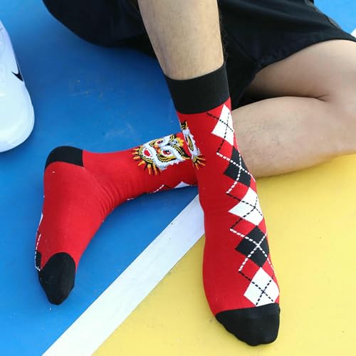 3 pairs - men's long tube plus size striped personality autumn and winter socks4