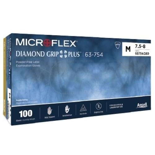 [Ansell] �ϓ��ߎg���̂Ď�� MICROFLEX Diamond Grip Plus 63-754 S�T�C�Y 100������ �V�R�S�� ����0.13mm ���߃f�[�^ ���w�h�� �ϖ�i �򖗕ی� ���S ��i �A���Z�� �}�C�N���t���b�N�X �_�C�������h�O