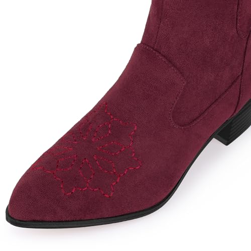 Perphy Western Cowgirl Pointed Toe Chunky Heel Comfy Cowboy Ankle Boots for Women2