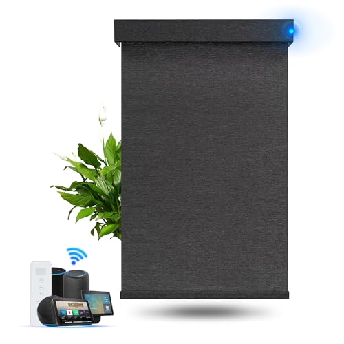 Blindify Motorized Blinds with Remote, Blackout Smart Roller Blinds Compatible with Apple Homekit Google Home and Alexa, Automatic Window Blinds Customize, Black