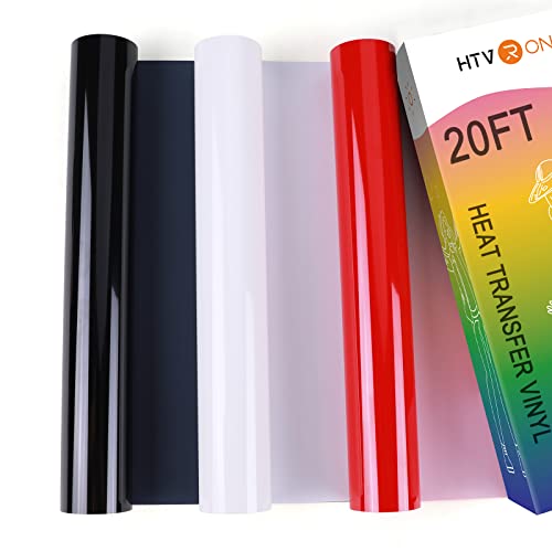 Image of HTVRONT HTV Vinyl Rolls Red Black and White Heat Transfer Vinyl - 12 inch x 20ft HTV for Shirts, Iron on Vinyl for All Cutting Machines - Easy to Cut & Weed for DIY Heat Transfer Design