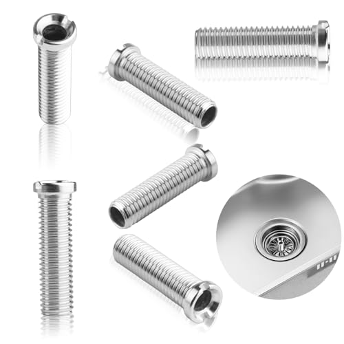 6 Piezas Tornillo Hueco para Válvula de Desagüe 45mm, Tornillos Huecos de Válvula de Fregadero, Tornillos de Colador de Drenaje de Acero Inoxidable M12 para Válvula de Fregadero Accesorios Cocina