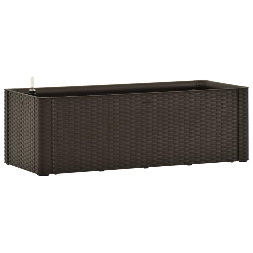 vidaXL Garden Raised Bed with Self Watering System Outdoor Lawn Terrace Gardening Planting Bed Planter Herb Pot Flower Box Mocha 100 cm