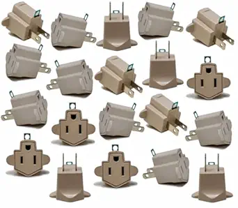 20 Pieces 3 Prong Plug to 2 Prong Outlet Electrical Ground AC Adapter UL Listed