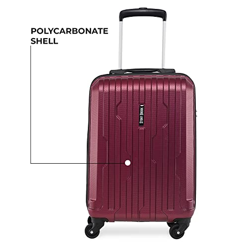 Image of Stony Brook By Nasher Miles Storm 55 Cm Hard-Sided Polycarbonate Cabin 360 Degree Trolley Bag (Wine Red 20 Inch)