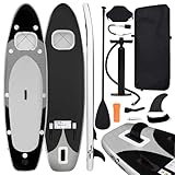 Rantry SUP-Board-Set Aufblasbar Schwarz 300x76x10 cm Aufblasbares Stand Up Paddle Board Model93384