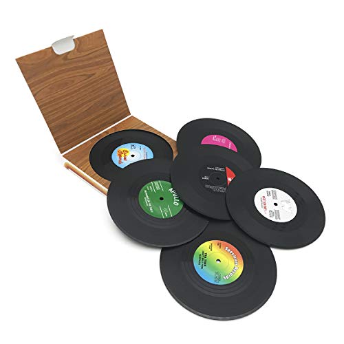 DIFLY 6 PCS Retro CD Record Vinyl Coasters Cup Mat for Coffee Drink Tableware Non-Slip Coasters - Image 5