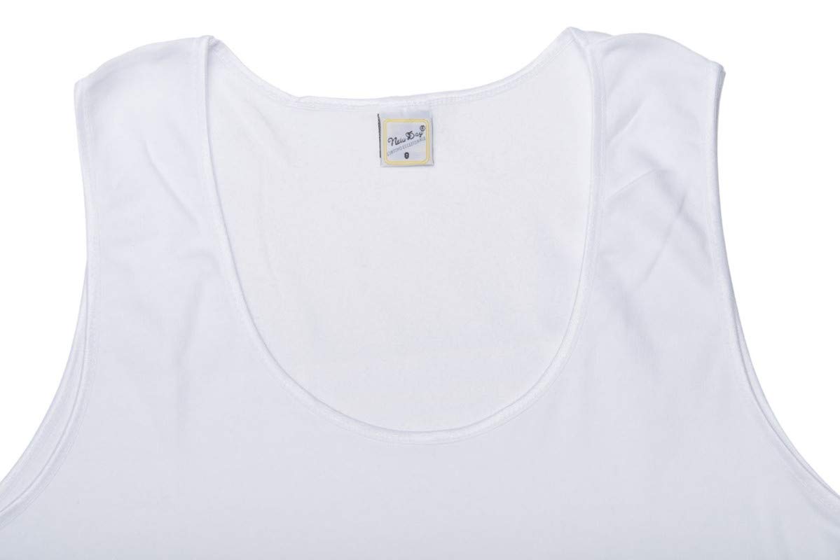 New Day intimo eccezionale Made in Italy – Pack de 3 Camisetas Interiores Tipo Canotta para Mujer de Tirante Ancho con Encaje de macramé o Ribete Satinado en 100% algodón