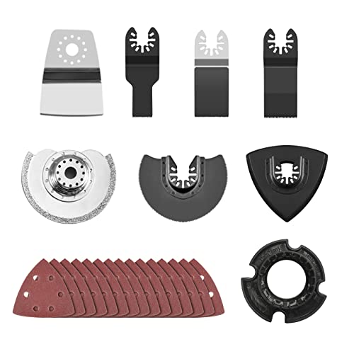 Image of KIMO 23 PCS Oscillating Tool Blades, Wood Metal Plastic Quick Release Oscillating Multitool Saw Blades Accessories with Sandpaper