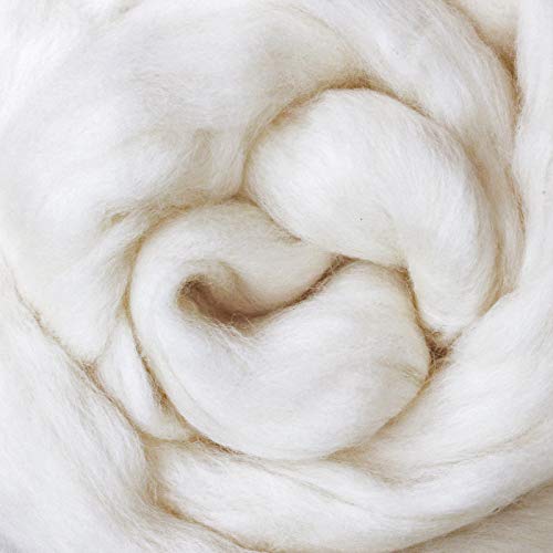 Certified Organic Uk Wool Roving. Ethically & Responsibly Sourced Fiber For Spinning, Felting, Filling And Dryer Balls - 1 Lb Bag, Natural White Combed Top #TOP2