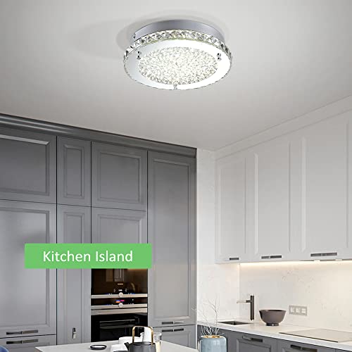 Kwpcvz Led Crystal Ceiling Light Fixture 13.77 In Flush Mount Ceiling Lighting Close To Ceiling Light Fixtures Chandelier For Bedroom Hallway 4000K Neutral Light Dimmable Brightness 2640Lm #TOP1