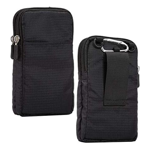 Small Crossbody Cell Phone Bag Black, Waist Belt Bag Universal, 6.3" Travel Shoulder Messenger Holster Crossbody Purse with Strap Zipper Waist Wallet Belt Clip Holder with Locking Carabiner Hook Cover