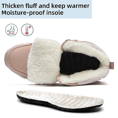 Winter Snow Boots for Womens Mens Hiking Boots, Waterproof Non-Slip Outdoor Fur Warm Shoes Leather Ankle Boots, Size4-14.53