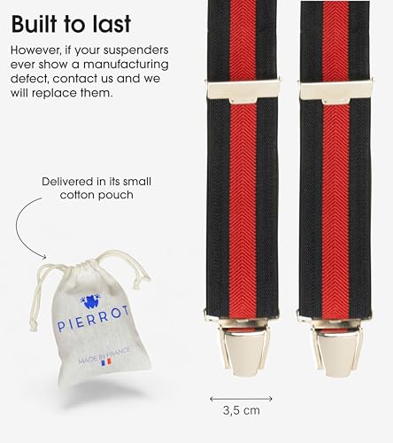 Image of PIERROT Men's Suspenders - One Size Adjustable and Elastic Suspenders for Men Trousers Heavy Duty with 4 Very Strong Clips