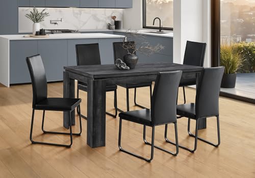Black Laminate Rectangular Dining Table Modern Contemporary for Kitchen Dining