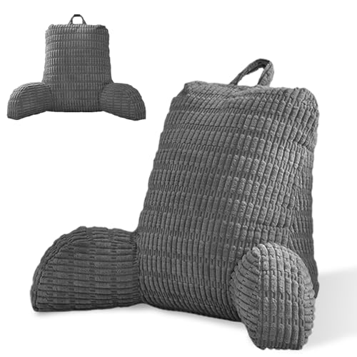 Bocguy Coussin de Lecture pour Lit et Canapé - Oreiller de Soutien Adulte, 80x55x40 cm -Oreiller de Lecture Dossier de Lit avec Accoudoirs et Poches de...