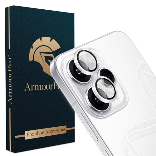 Image of ArmourPro Camera Lens Protector Tempered Glass for Oppo Reno 15 (6.59 Inches) Tough HD Individual Aluminum Alloy Rings 9H Camera Cover, Scratch-Resistant,Camera Rings Protection| Silver, 1 Pack