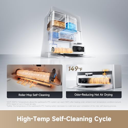 Image of DREAME Aqua10 Roller AE Robot Vacuum, Roller Mop Fresh Water Mopping, Carpet-Safe Roller Guard, Auto-Empty, 30,000Pa Suction, 212℉ Hot Water Mop Washing, Hot Air Drying, 100% Detangling, Voice Control