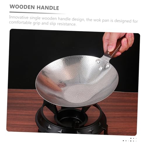 Wok de Acero Inoxidable con Mango de Madera Amosfun miniatura 3