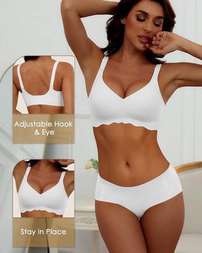 HORISUN Wireless T Shirt Bra Seamless Push Up Bralette Full Coverage V Neck Comfortable Bras for Women4