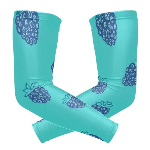 WDdZzyy Mangas bohemias de arándanos de estilo simple para jóvenes y niños (1 par), mangas de fútbol con protección solar UV para mujeres, voleibol, baloncesto, ciclismo, talla M, Arándano estilo