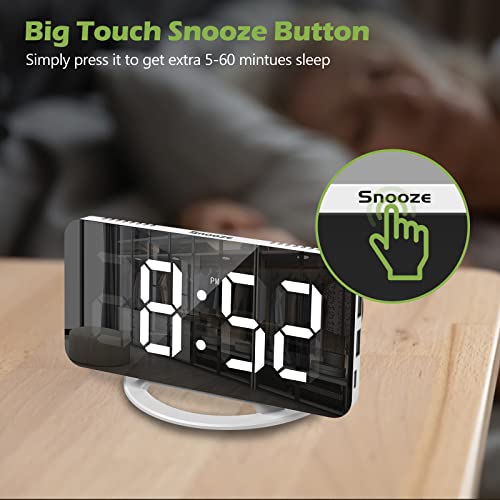 Keekit Digital Alarm Clock, Mirror Surface Electronic Led Clock, Desktop Alarm Clock With 6.7In Large Led Srceen, Time Display, Alarm Settings & Adjustable Brightness For Home, Bedroom, Office #TOP4