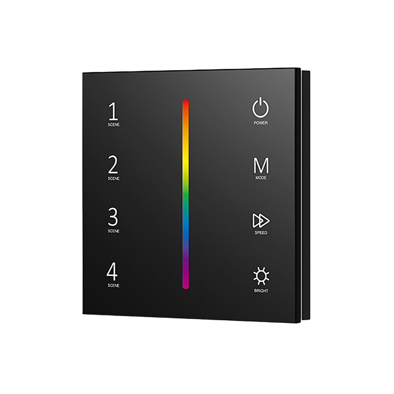 Black 4CH*3A DC 12V-24V 2.4GHz RF Wall Mounted Touch Glass Panel Controller for RGB LED Strip Lights