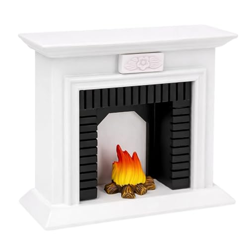 Dollhouse Fireplace Miniature 1:12 Scale Vintage Wooden Furniture Decor –