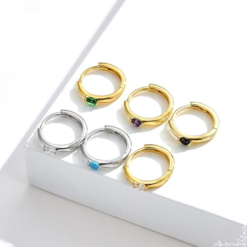 Boucles d'oreilles en or jaune 9k et cercle améthyste pour offrir