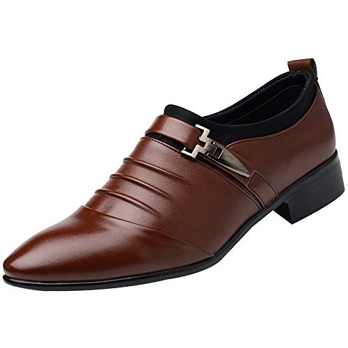 Zapatos de traje para hombre, modernos, suaves, ligeros, de negocios, impermeables, elegantes, de noche, antideslizantes, zapatos de vestir, zapatos de trabajo, cómodos zapatos formales, marrón, 39 EU