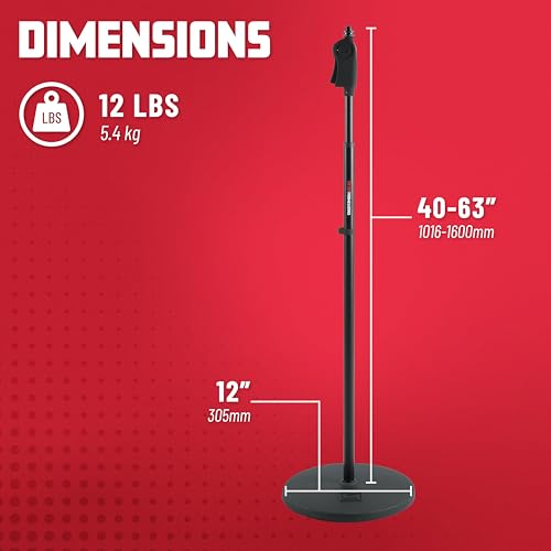 Image of Gator Frameworks Microphone Stand with 12 inch Weighted Base and Deluxe Soft Grip Squeeze Height Adjustment (GFW-MIC-1201)
