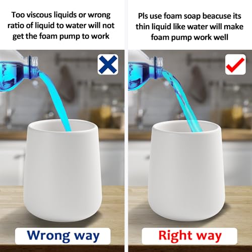 Image of Soap Foaming Dispenser Ceramic with Easy-to-Press Pump Hand Foam Dispenser for Shampoo Bathroom Kitchen 12 oz 2pcs