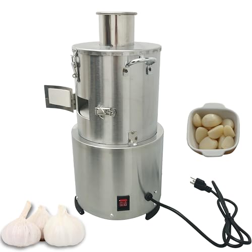 INTSUPERMAI Electric Garlic Peeling Machine, Stainless Steel Garlic Peeler, Whole Garlic Separator, MAX Yield of Peeled Garlic 77Ibs/h, 110V Dried Garlic Peeling Machine for Business