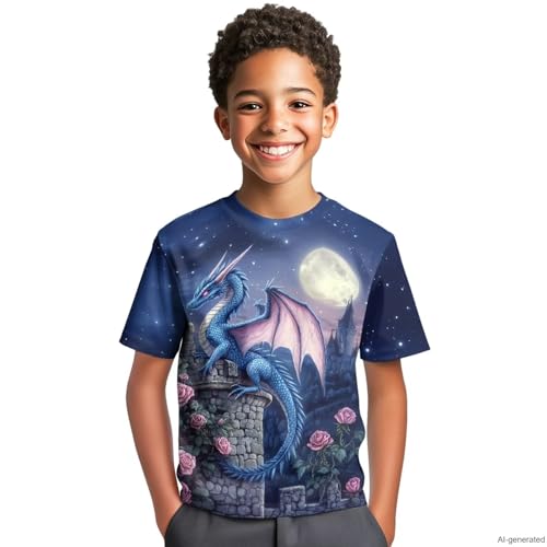 Image of WELLFLYHOM Kids Tshirts Girls Boys Short Sleeve Crewneck Tees Shirts Casual Sport Pullover Tops Size 3-16 Years
