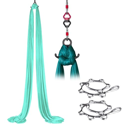 エアリアルシルク、ヨガハンモック、ヨガハンモック練習キット、360°回転コネクタ付き、低弾性生地、初心者、ホームダンス、室内体操用