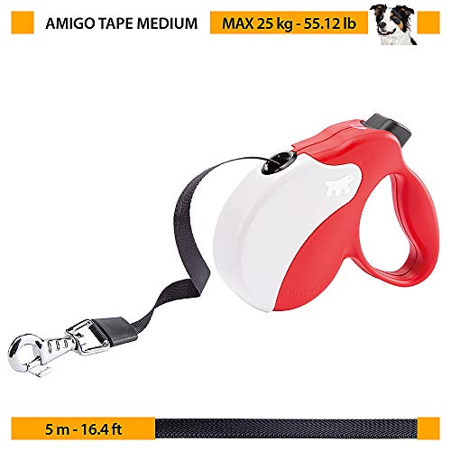 Ferplast Amigo Médio Fita, Guia Retrátil para Cães, Bege e Lilás Ferplast para Cães, Médio, Bege e L