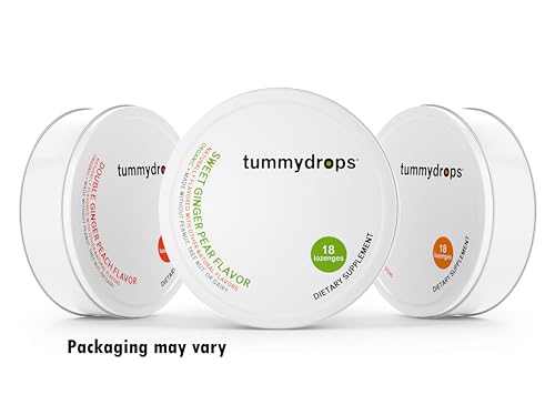 Tummydrops Organic Ginger Goodness Pack (1 tin each Spicy Ginger, Sweet Ginger Pear, & Double Ginger Peach). Gluten Free & Vegan. 54 Individually Wrapped Organic Ginger Lozenges.