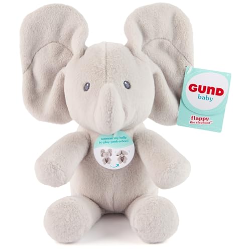GUND Baby Peek-a-Boo Flappy Elephant Plush, Elephant Stuffed Animal, Baby Toy for Ages 0 and Up, Gray, 7' (Batteries Not Required)