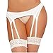 Produktbild MCYs Damen Bowknot Gürtel Spitze Dessous Oberschenkel-Highs Strümpfe & Strumpfgürtel Strapsset Thigh High Stockings Hollow Out Tights Perspektive (Weiß)